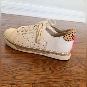 Dolce Vita Cream Sneakers with cheetah print heel
